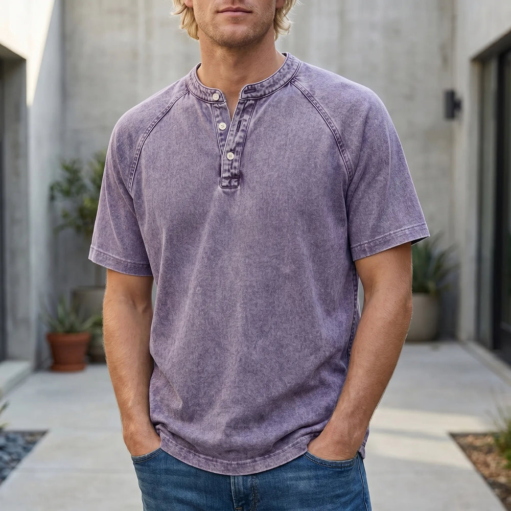 T-shirt homme | Henley vintage à boutons 1