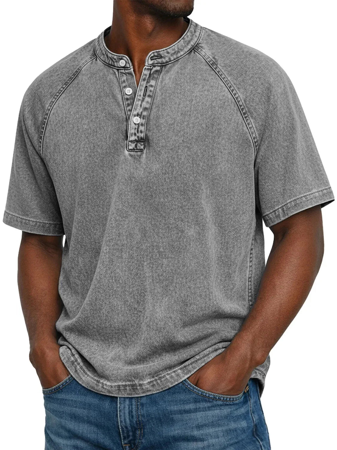 T-shirt homme | Henley vintage à boutons 13