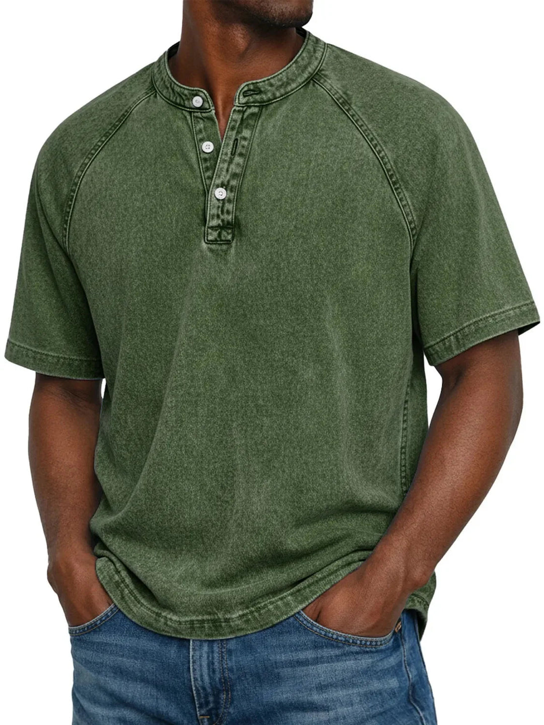 T-shirt homme | Henley vintage à boutons 14
