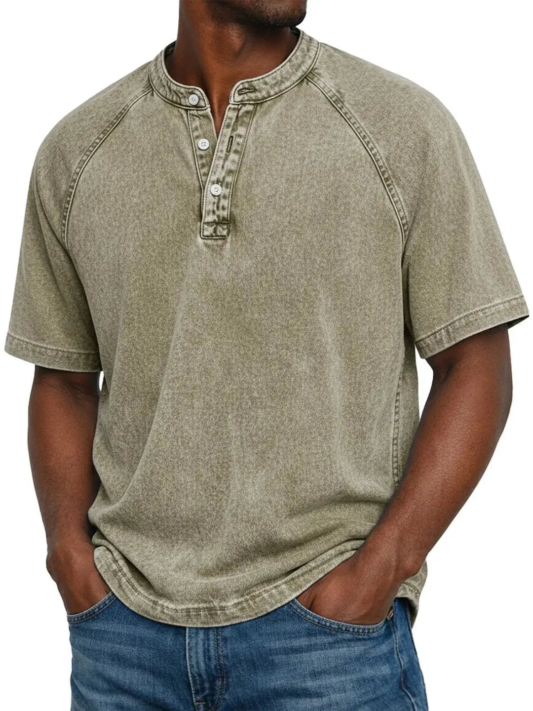 T-shirt homme | Henley vintage à boutons 15