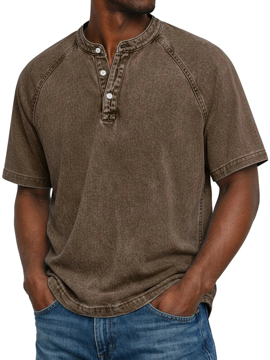 T-shirt homme | Henley vintage à boutons 17