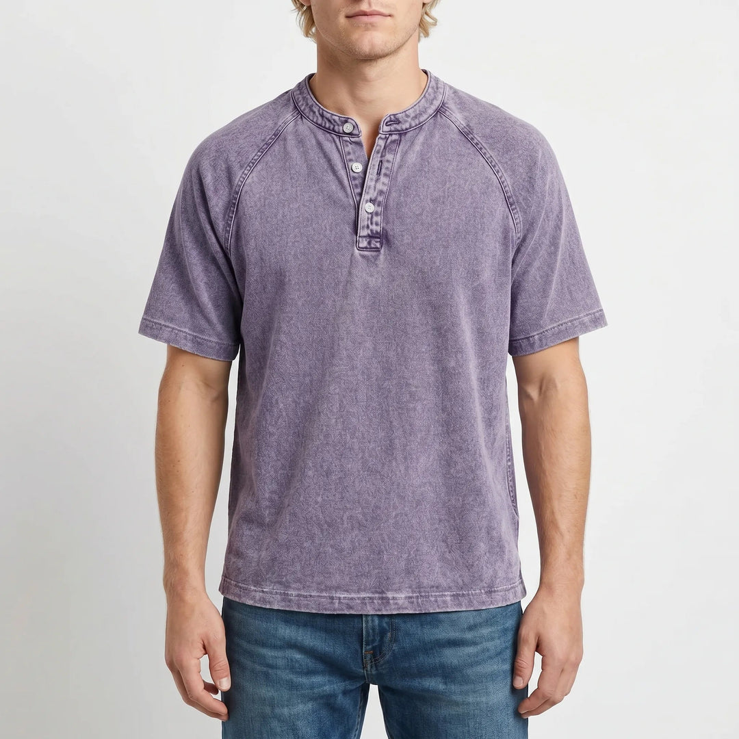 T-shirt homme | Henley vintage à boutons 2