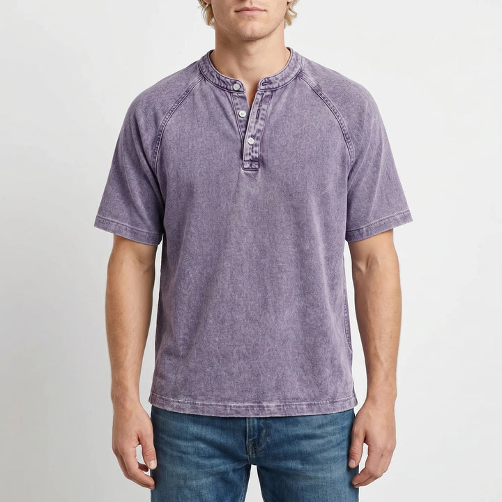 T-shirt homme | Henley vintage à boutons 2