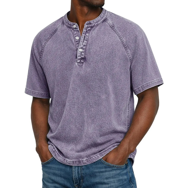 T-shirt homme | Henley vintage à boutons 4