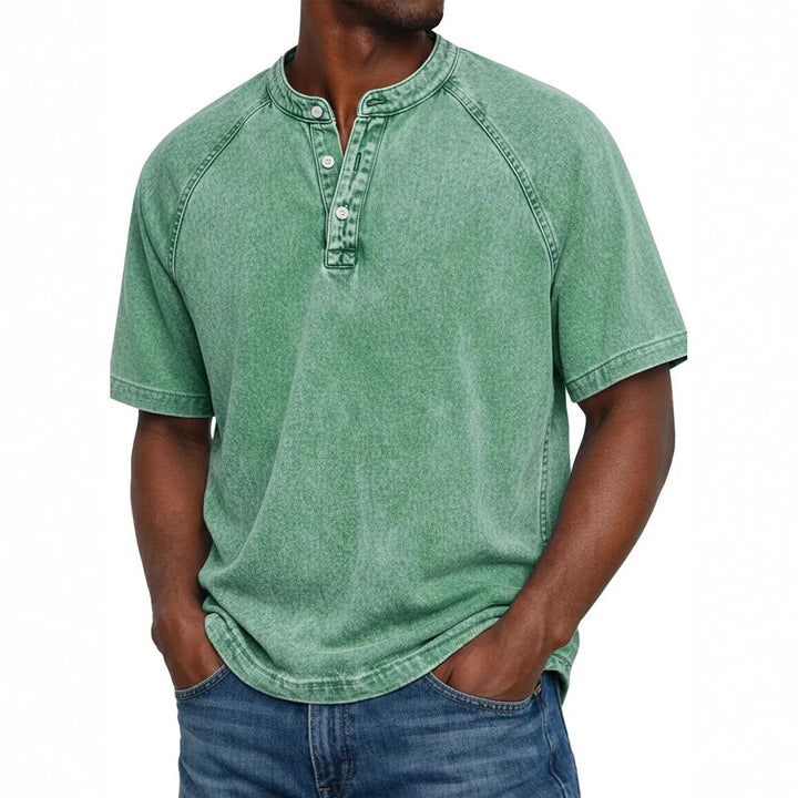 T-shirt homme | Henley vintage à boutons 5