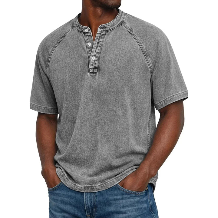 T-shirt homme | Henley vintage à boutons 7