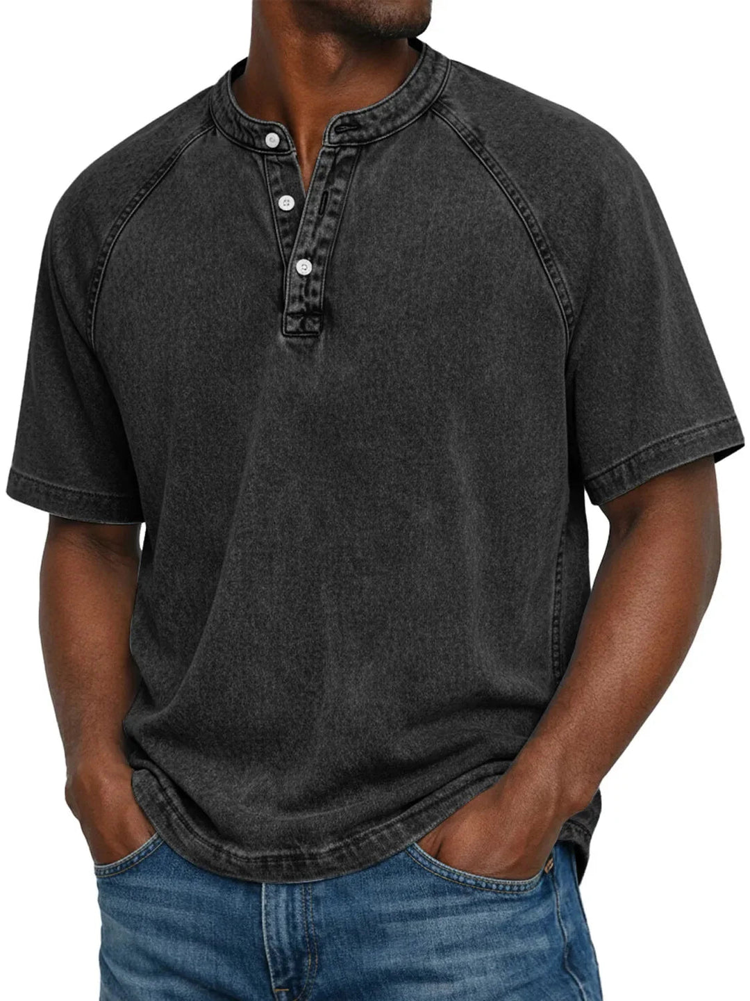 T-shirt homme | Henley vintage à boutons 9