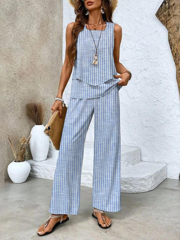 Tenue d'été pour femme : Top double épaisseur et pantalon palazzo | Tellaro 4