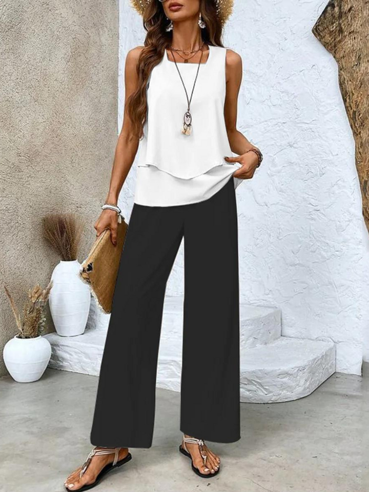 Tenue d'été pour femme : Top double épaisseur et pantalon palazzo | Tellaro 5