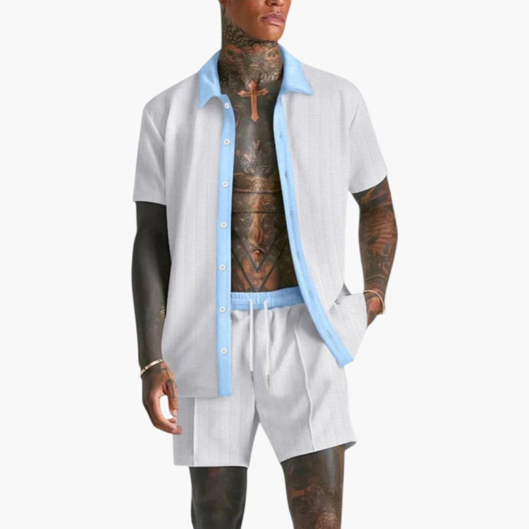 Tenue pour homme | Chemise ouverte et short à cordon 0