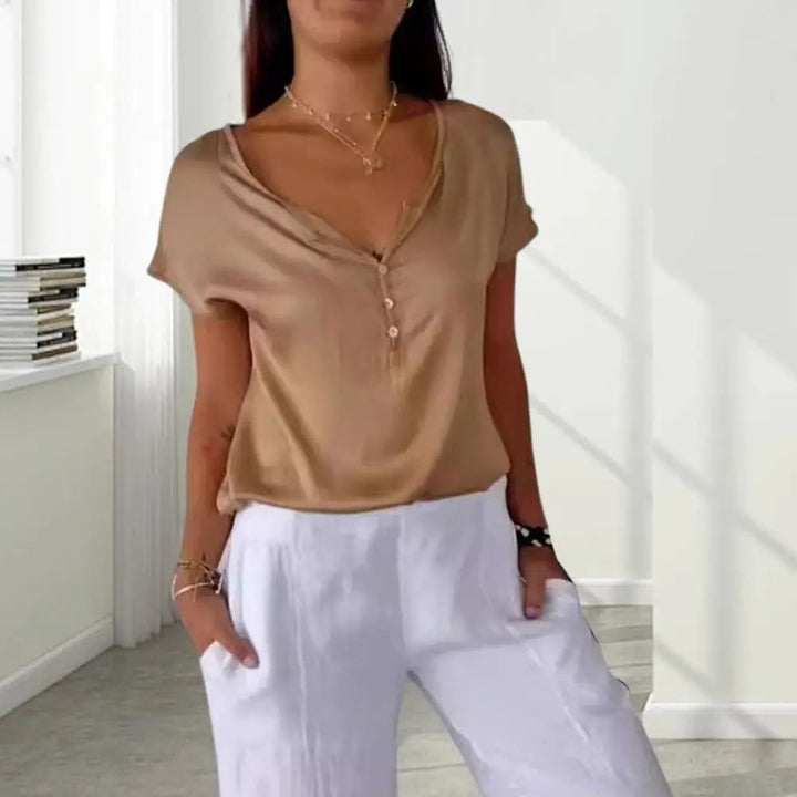 Top d'été pour femme | Col V, manches raglan 0