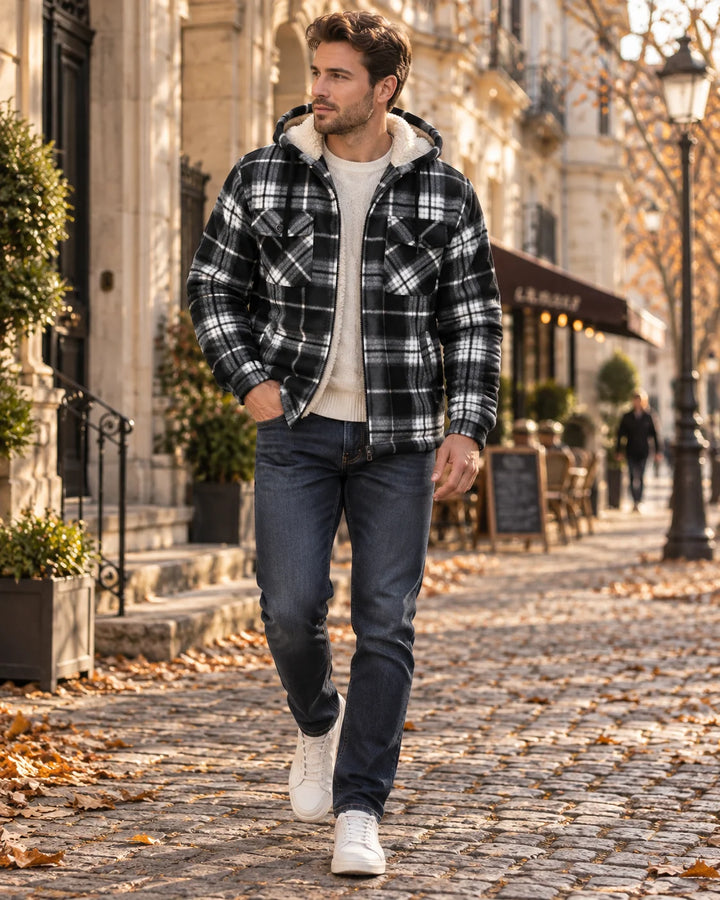 Tristan Veste Homme | Doublure Sherpa, Capuche, Carreaux 0