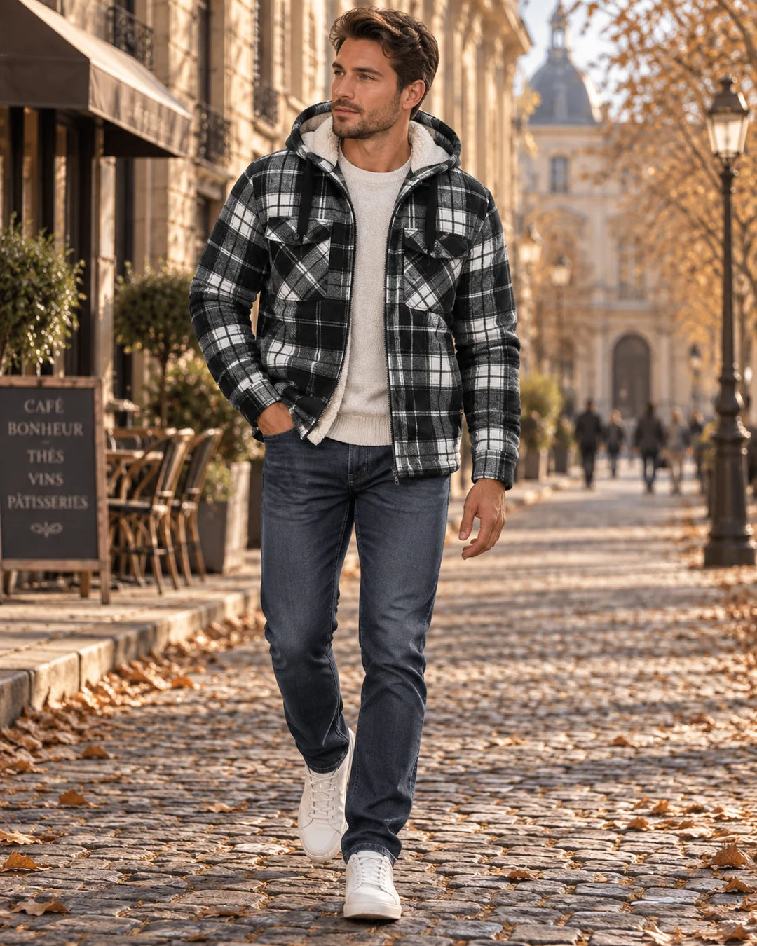 Tristan Veste Homme | Doublure Sherpa, Capuche, Carreaux 1