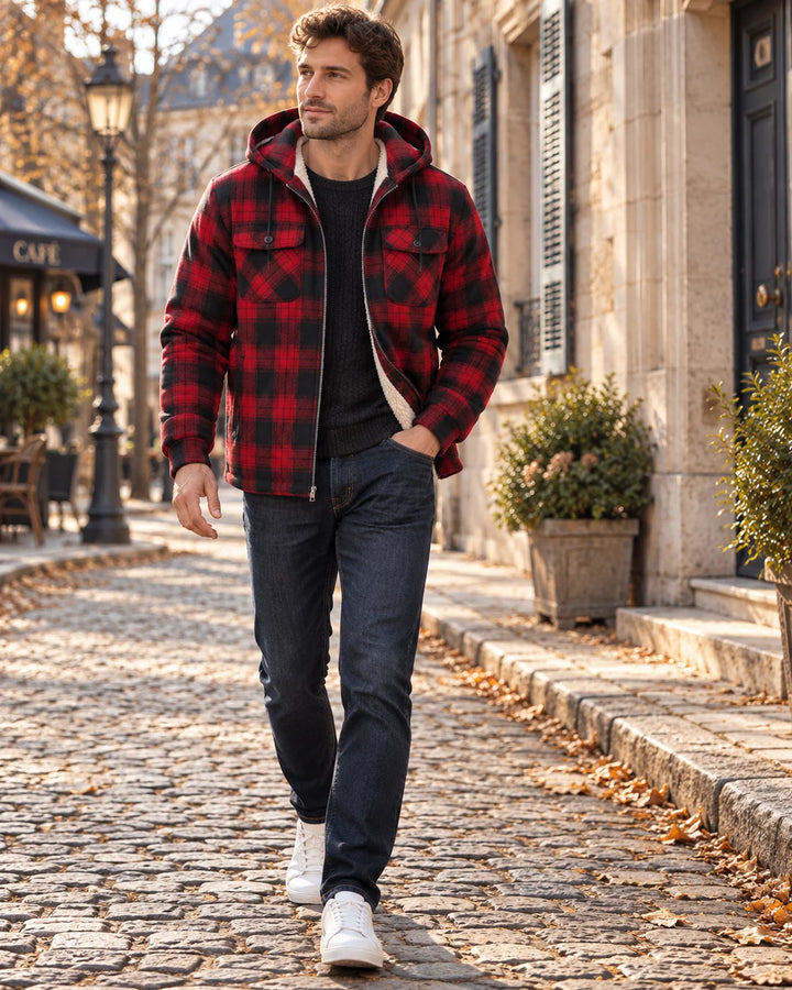Tristan Veste Homme | Doublure Sherpa, Capuche, Carreaux 2