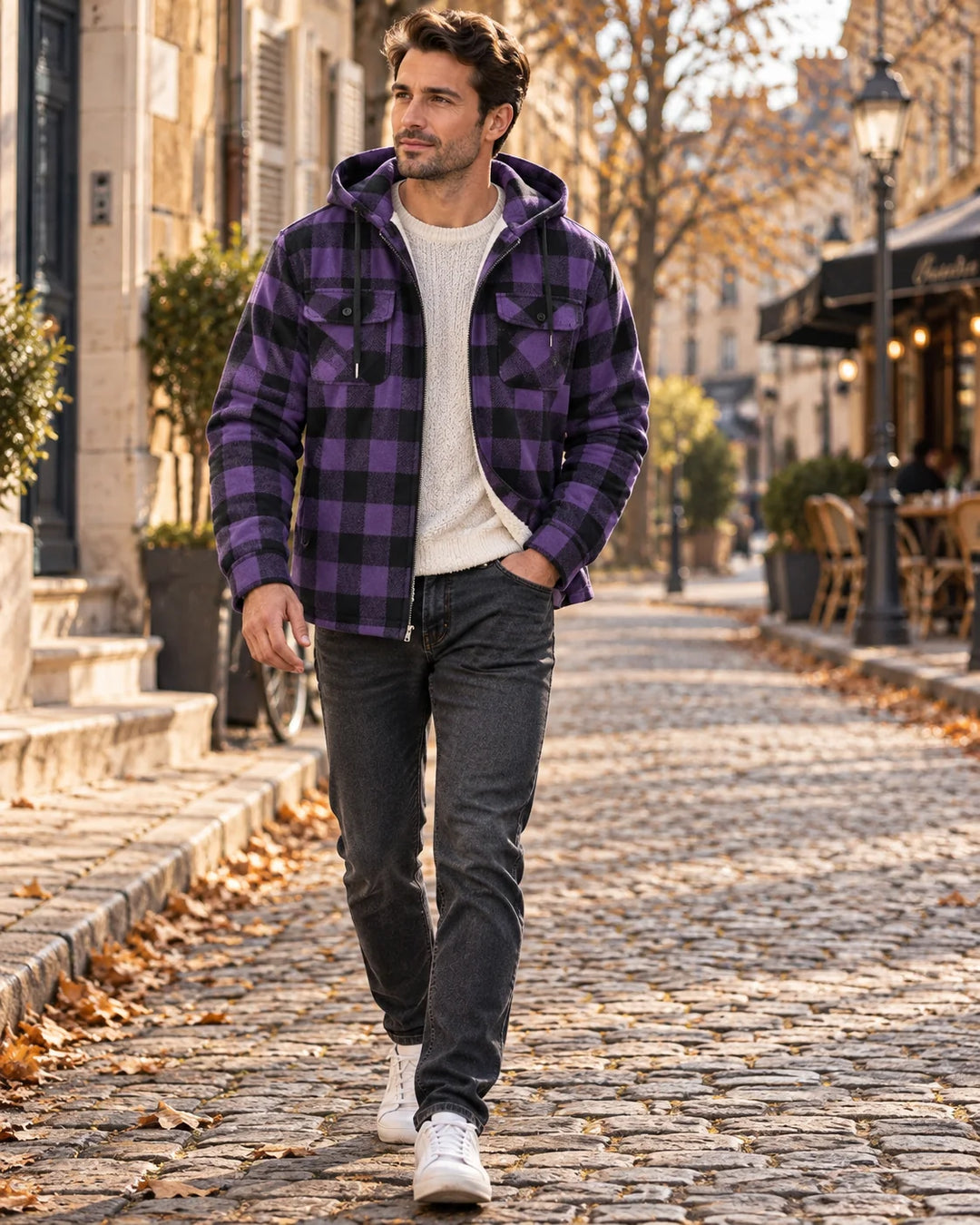 Tristan Veste Homme | Doublure Sherpa, Capuche, Carreaux 5
