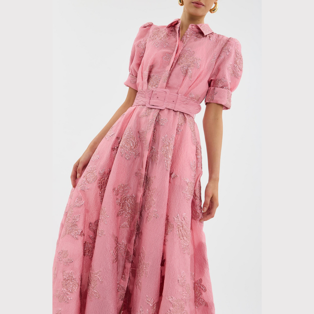 Beatrice™ | Robe Rose avec Manches Bouffantes