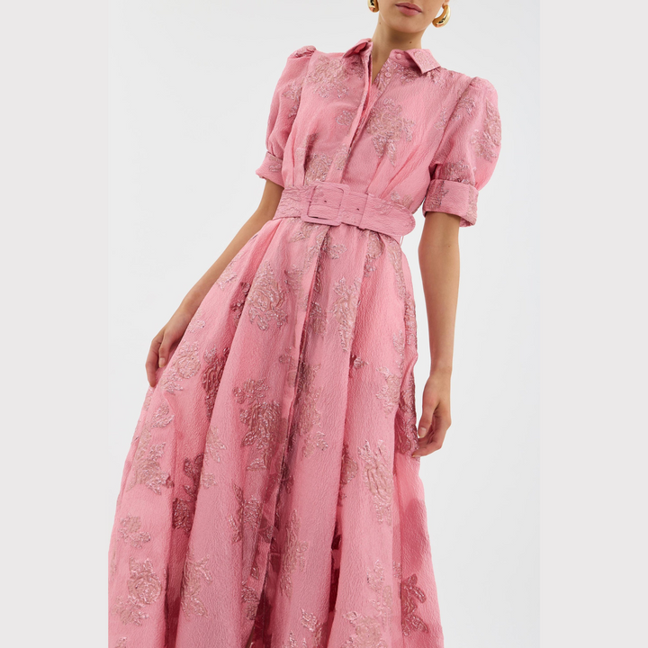 Beatrice™ | Robe Rose avec Manches Bouffantes