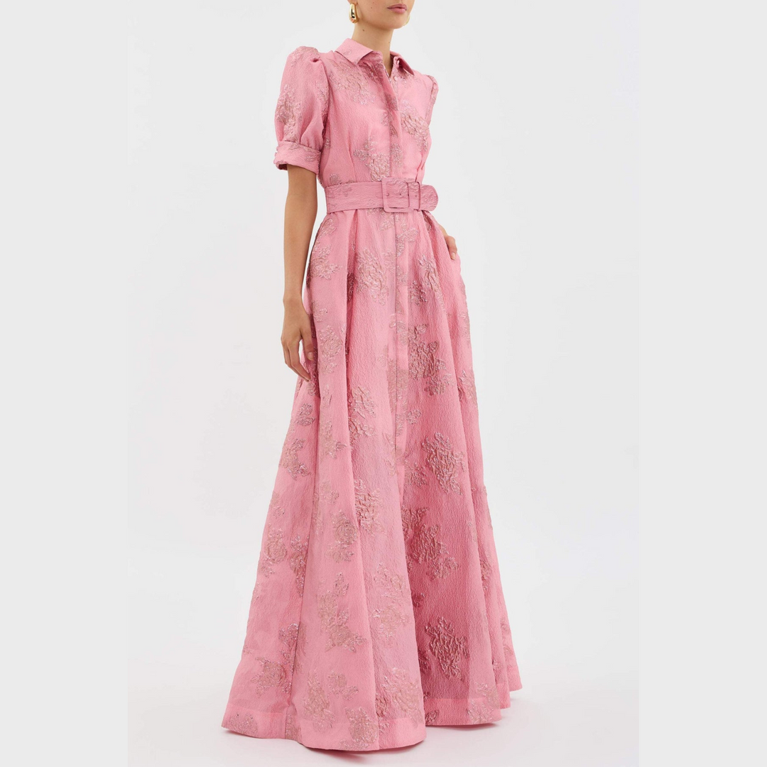 Beatrice™ | Robe Rose avec Manches Bouffantes