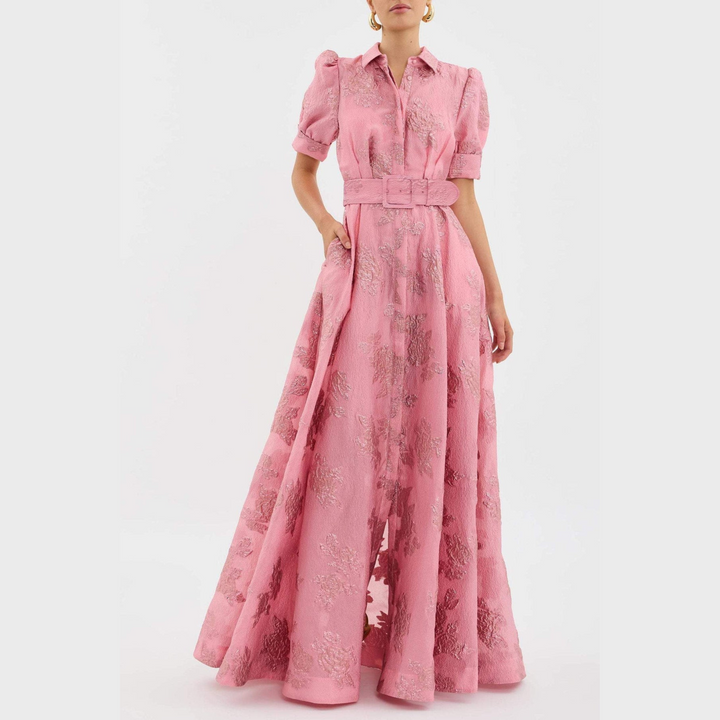 Beatrice™ | Robe Rose avec Manches Bouffantes