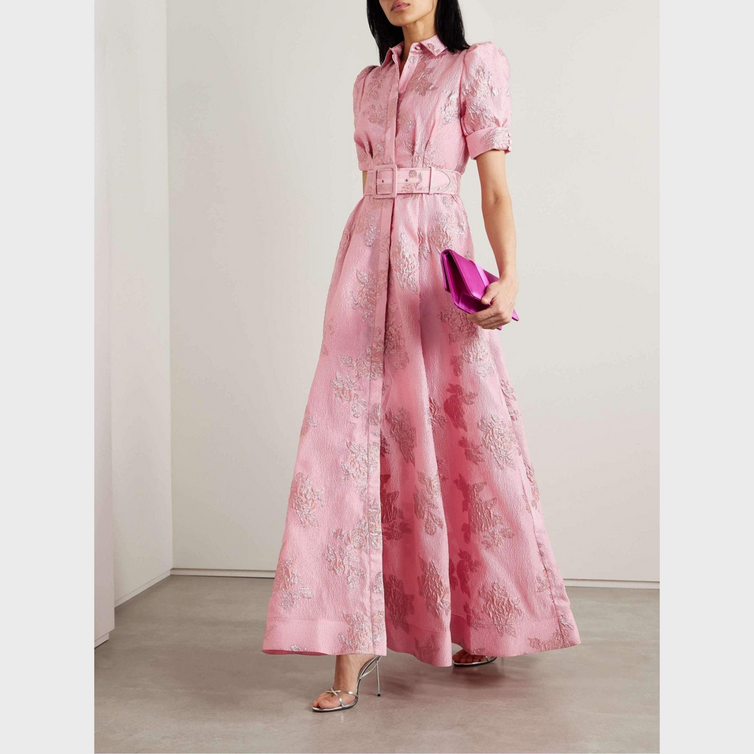 Beatrice™ | Robe Rose avec Manches Bouffantes