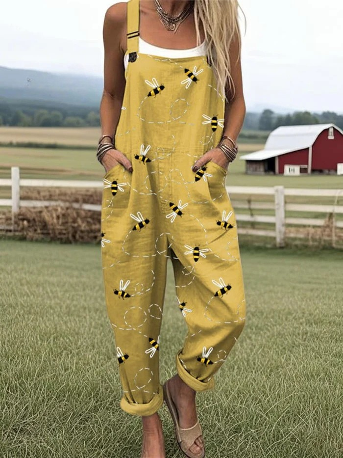 LW | Combinaison avec motif de broderie d'abeilles volantes pour femmes