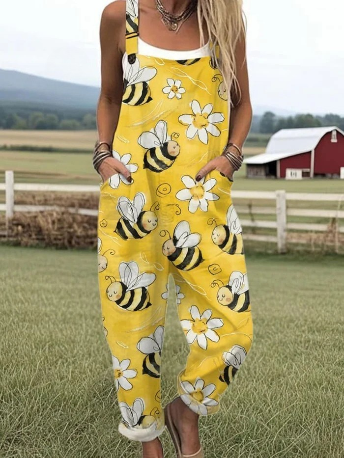 LW | Combinaison avec motif de broderie d'abeilles volantes pour femmes