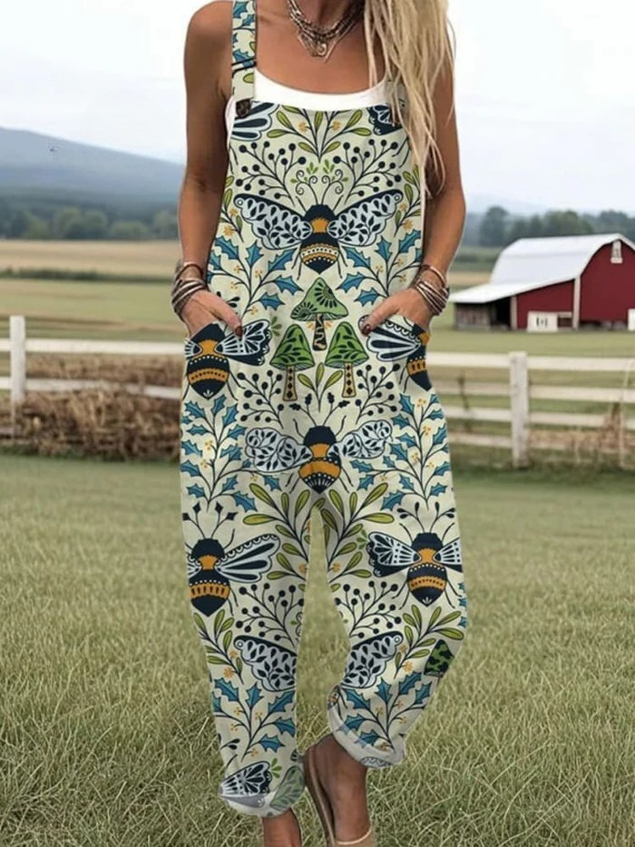 LW | Combinaison avec motif de broderie d'abeilles volantes pour femmes