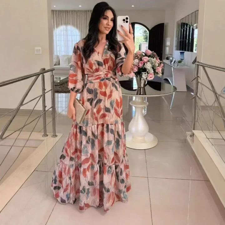 Camille | Robe longue florale avec une coupe confortable pour des journées élégantes