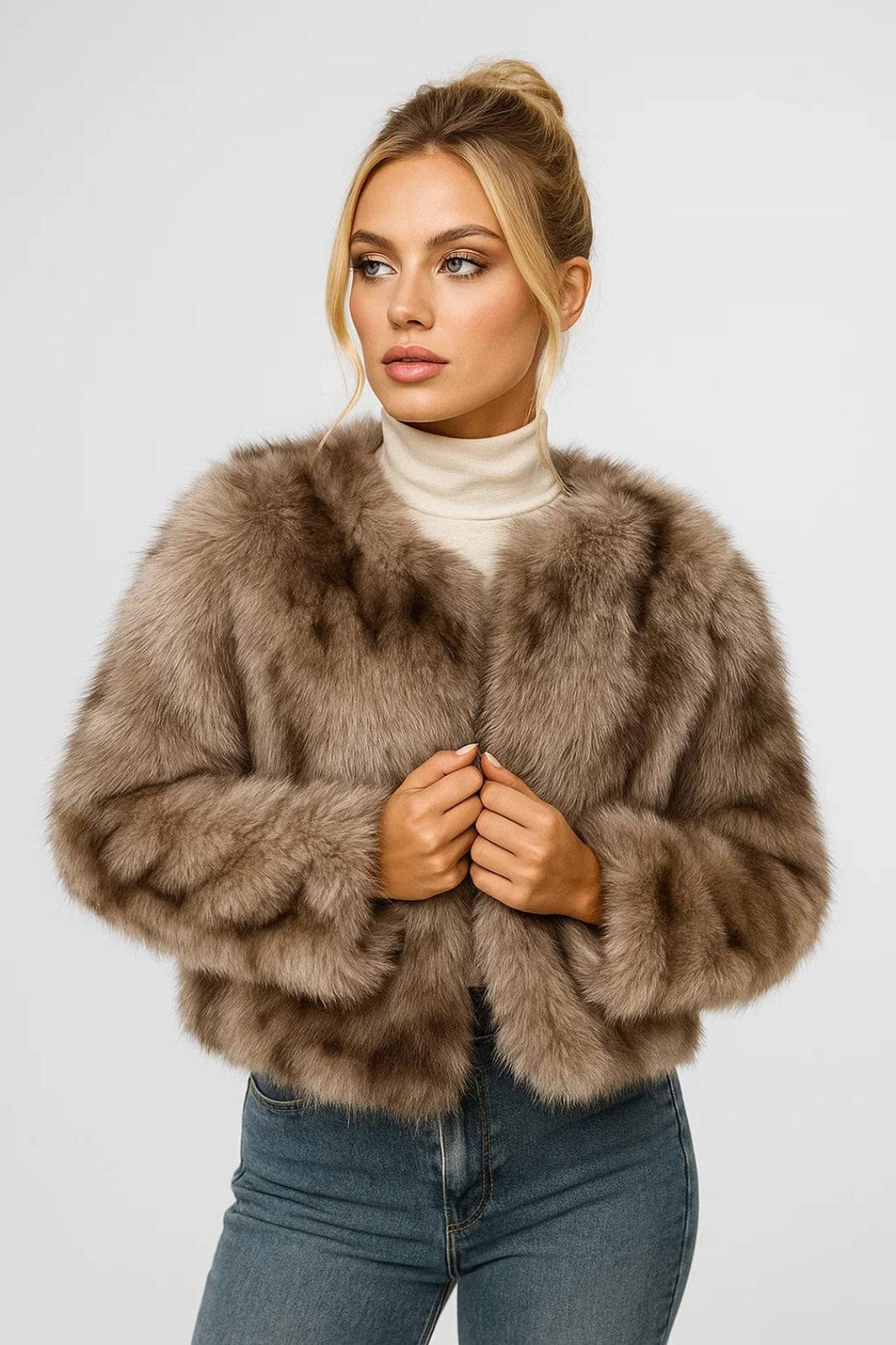 Veste courte pour femme | Veste d’hiver élégante en fausse fourrure