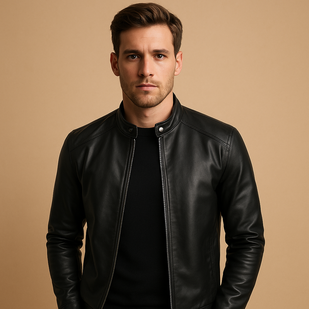 Veste pour hommes | Veste de motard avec fermeture zippée classique