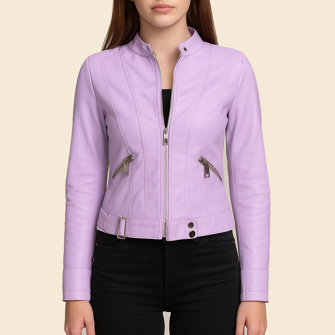 Veste en cuir pour femme | Manches longues et coupe classique