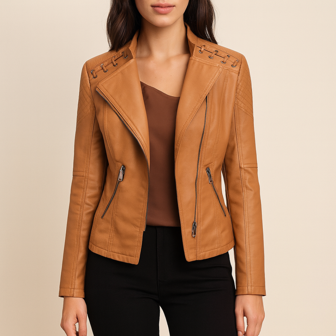 Veste en cuir pour femme | Fermeture éclair et manches longues