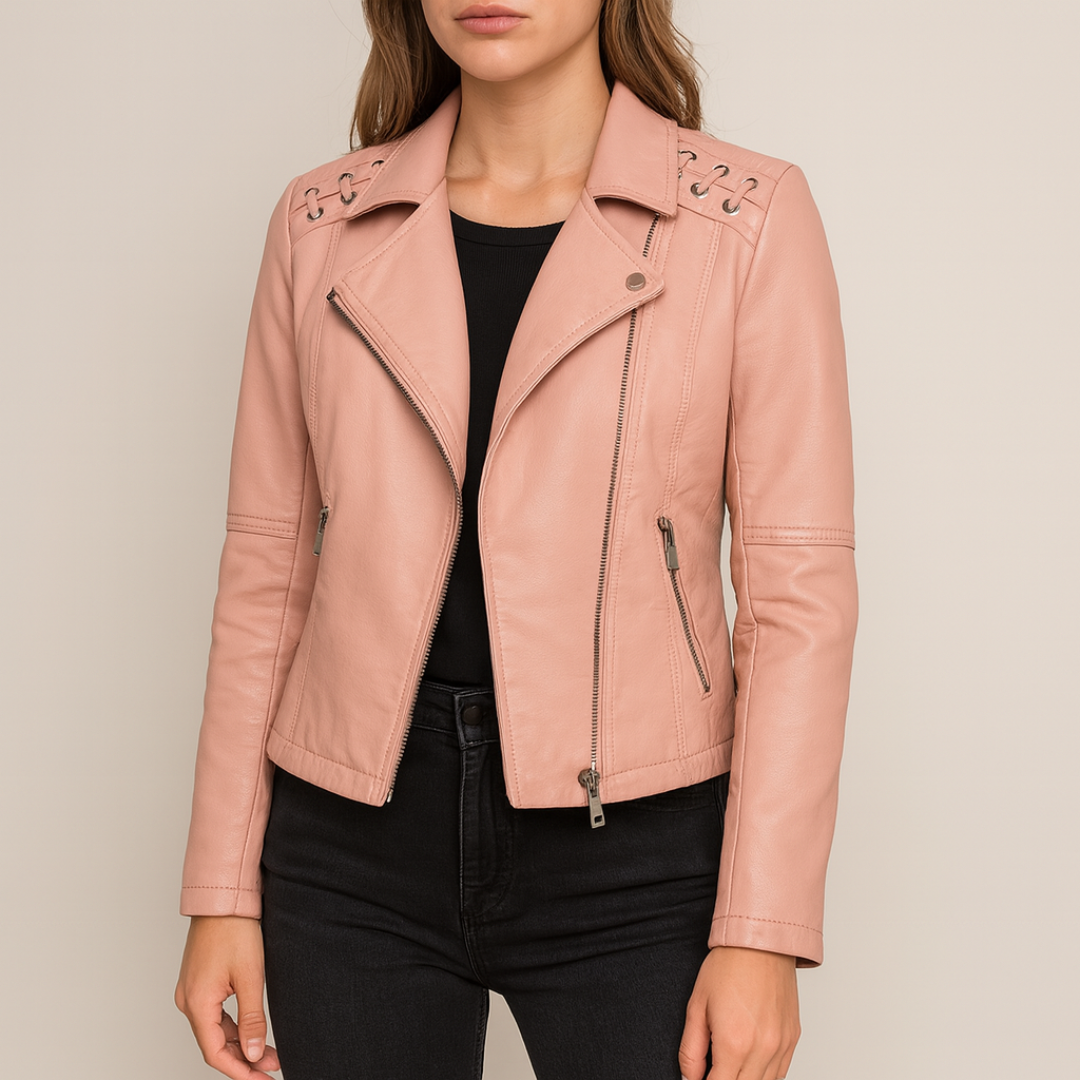 Veste en cuir pour femme | Fermeture éclair et manches longues