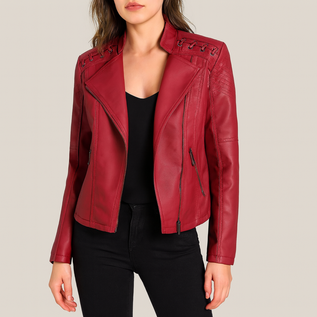 Veste en cuir pour femme | Fermeture éclair et manches longues
