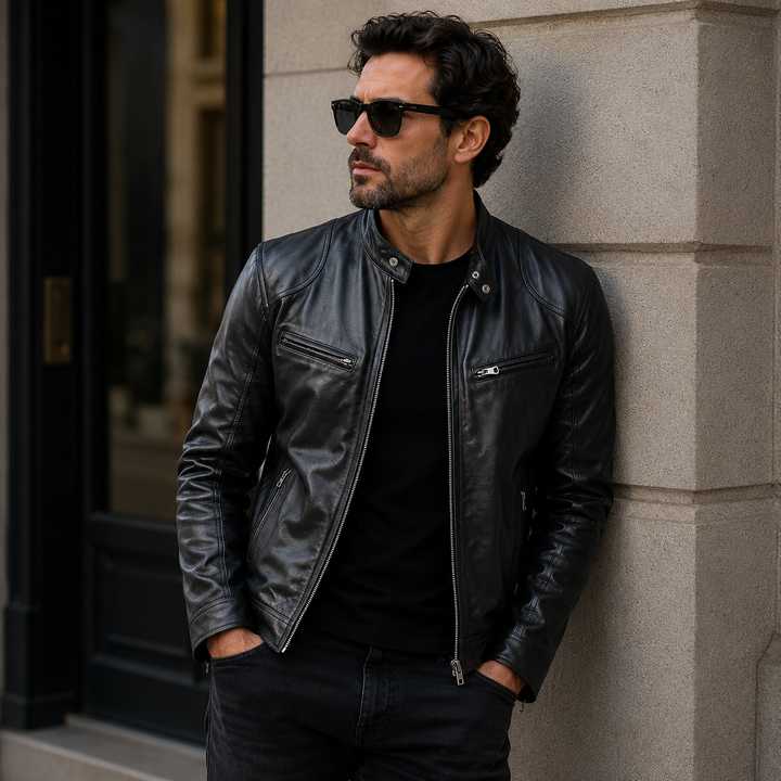 Veste en cuir pour homme Valmont | Veste élégante et écoresponsable à la coupe moderne 0