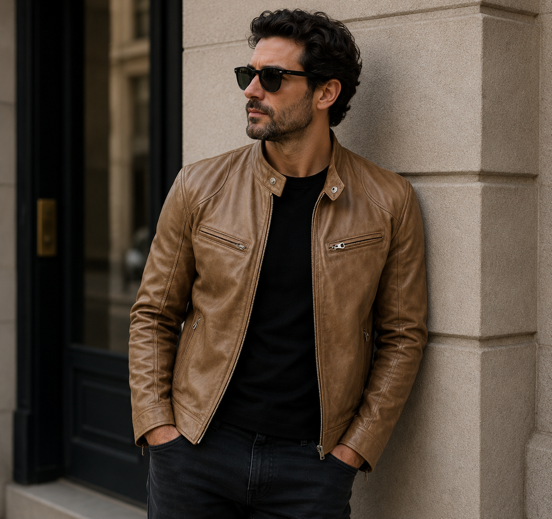 Veste en cuir pour homme Valmont | Veste élégante et écoresponsable à la coupe moderne 1