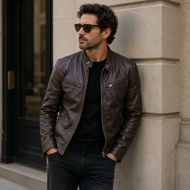 Veste en cuir pour homme Valmont | Veste élégante et écoresponsable à la coupe moderne 2