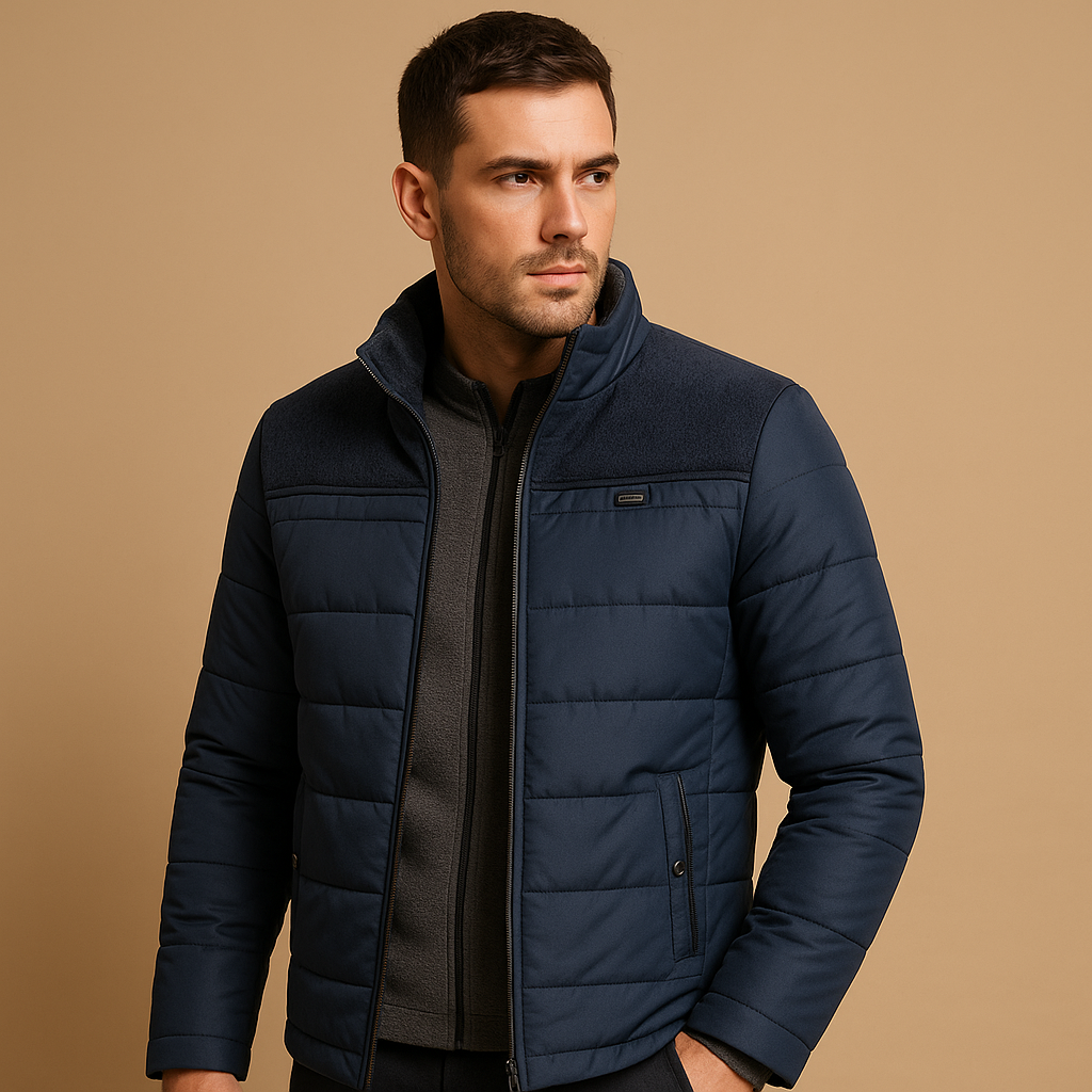 Veste pour hommes | Veste matelassée à col montant avec fermeture zippée