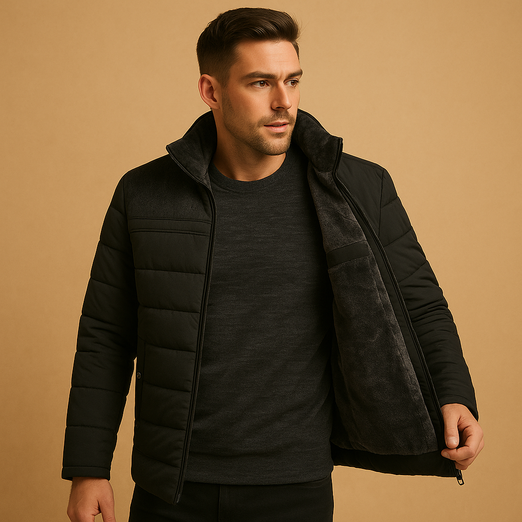 Veste pour hommes | Veste matelassée à col montant avec fermeture zippée