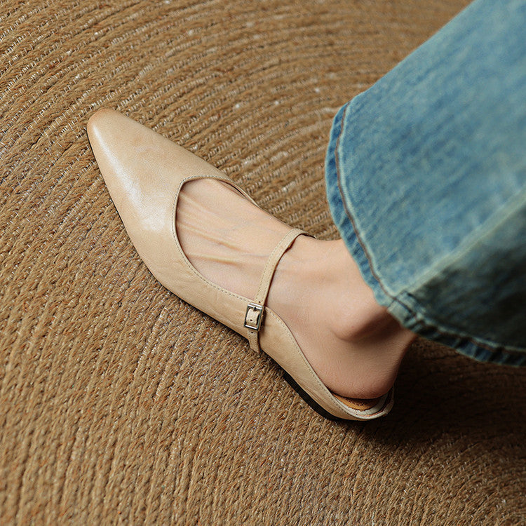 Virelia | Mules Mary Jane en cuir, bout pointu et raffiné, confort 1