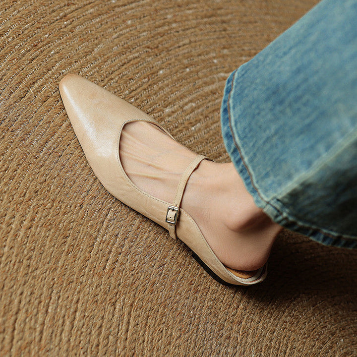 Virelia | Mules Mary Jane en cuir, bout pointu et raffiné, confort 1