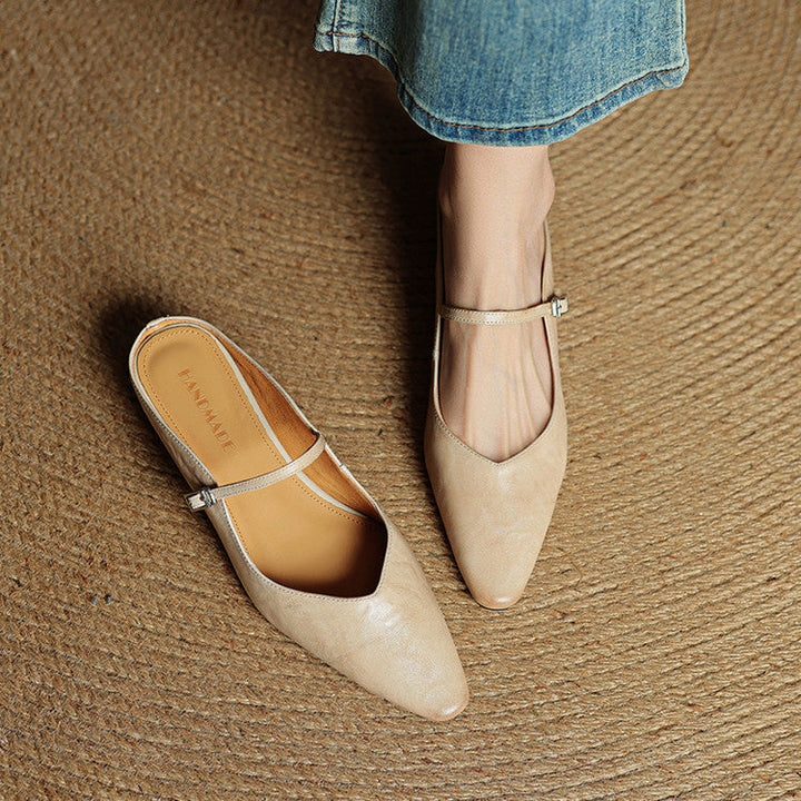 Virelia | Mules Mary Jane en cuir, bout pointu et raffiné, confort 2