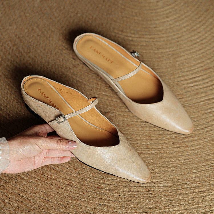 Virelia | Mules Mary Jane en cuir, bout pointu et raffiné, confort 3