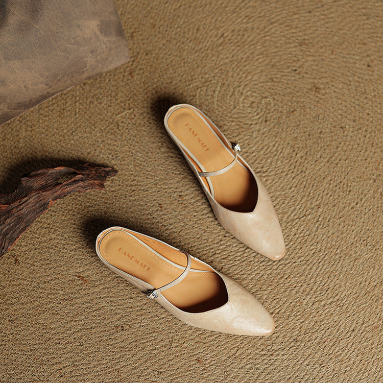 Virelia | Mules Mary Jane en cuir, bout pointu et raffiné, confort 4