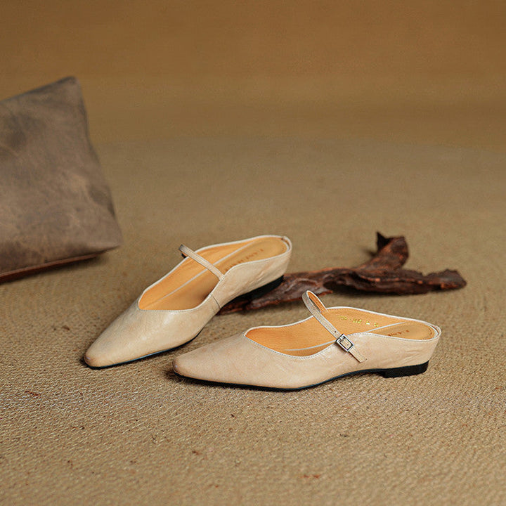 Virelia | Mules Mary Jane en cuir, bout pointu et raffiné, confort 5