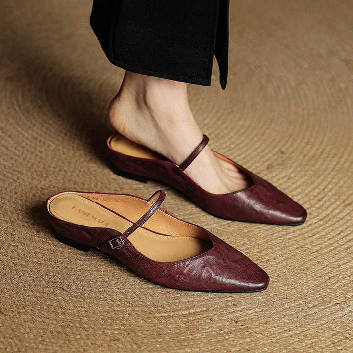 Virelia | Mules Mary Jane en cuir, bout pointu et raffiné, confort 7