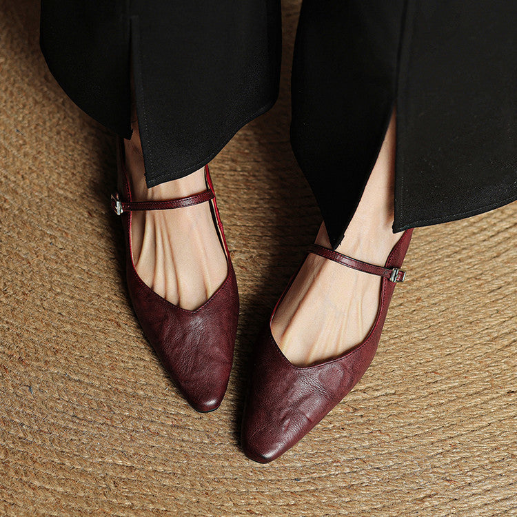 Virelia | Mules Mary Jane en cuir, bout pointu et raffiné, confort 8