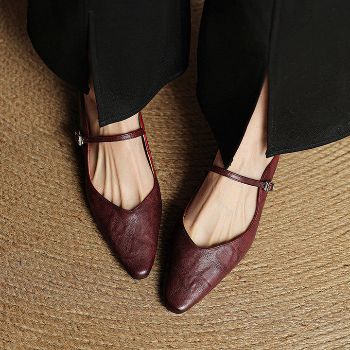 Virelia | Mules Mary Jane en cuir, bout pointu et raffiné, confort 8