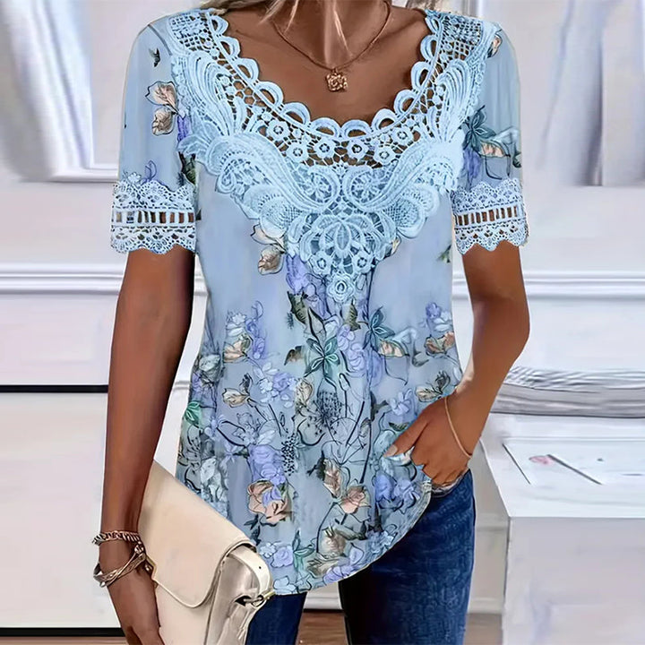 T-shirt à Imprimé Floral Mode à Manches Courtes