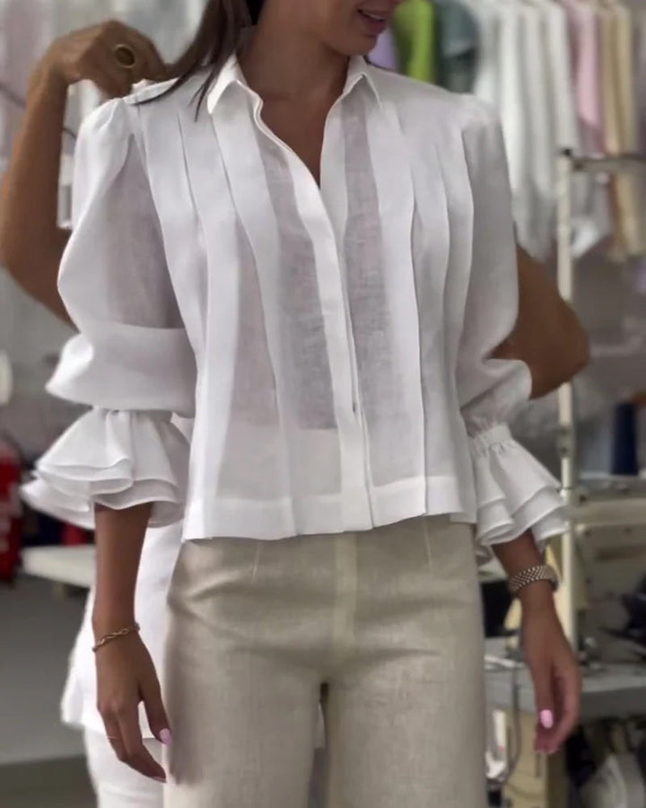 Blouse à Manches Bouffantes avec Volants